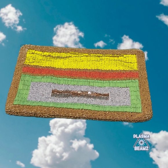 Anthropologie Jasper & Jeera Hand Beaded Colorblock Clutch - Picture 5 of 6